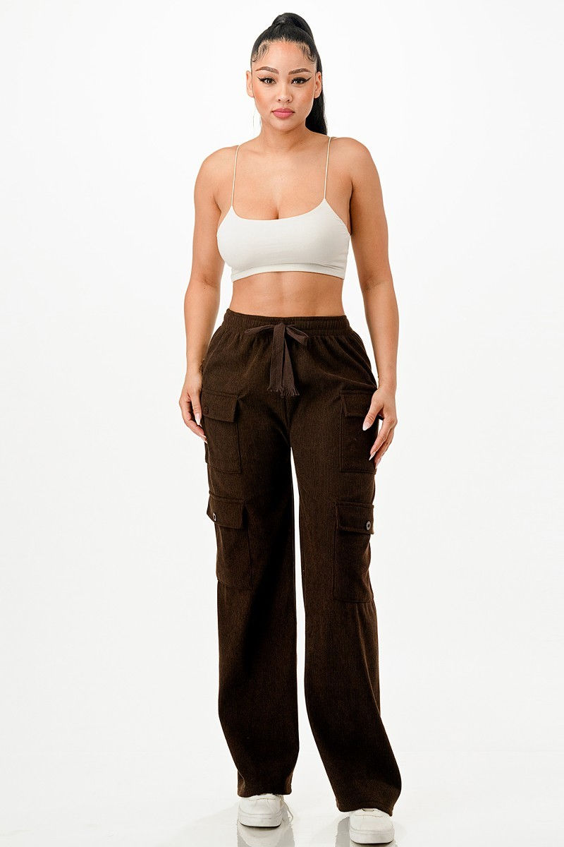 Thumbnail: Solid Corduroy Cargo Pants