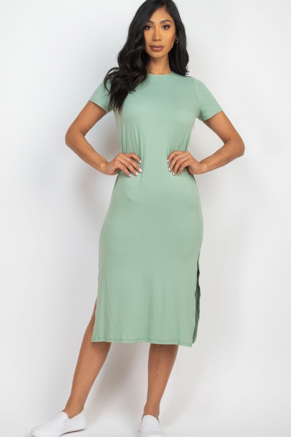Thumbnail: Side slit comfy midi dress     