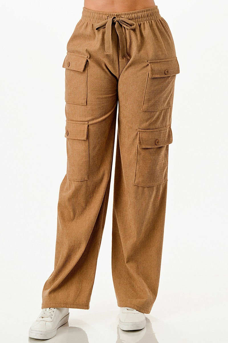 Thumbnail: Solid Corduroy Cargo Pants