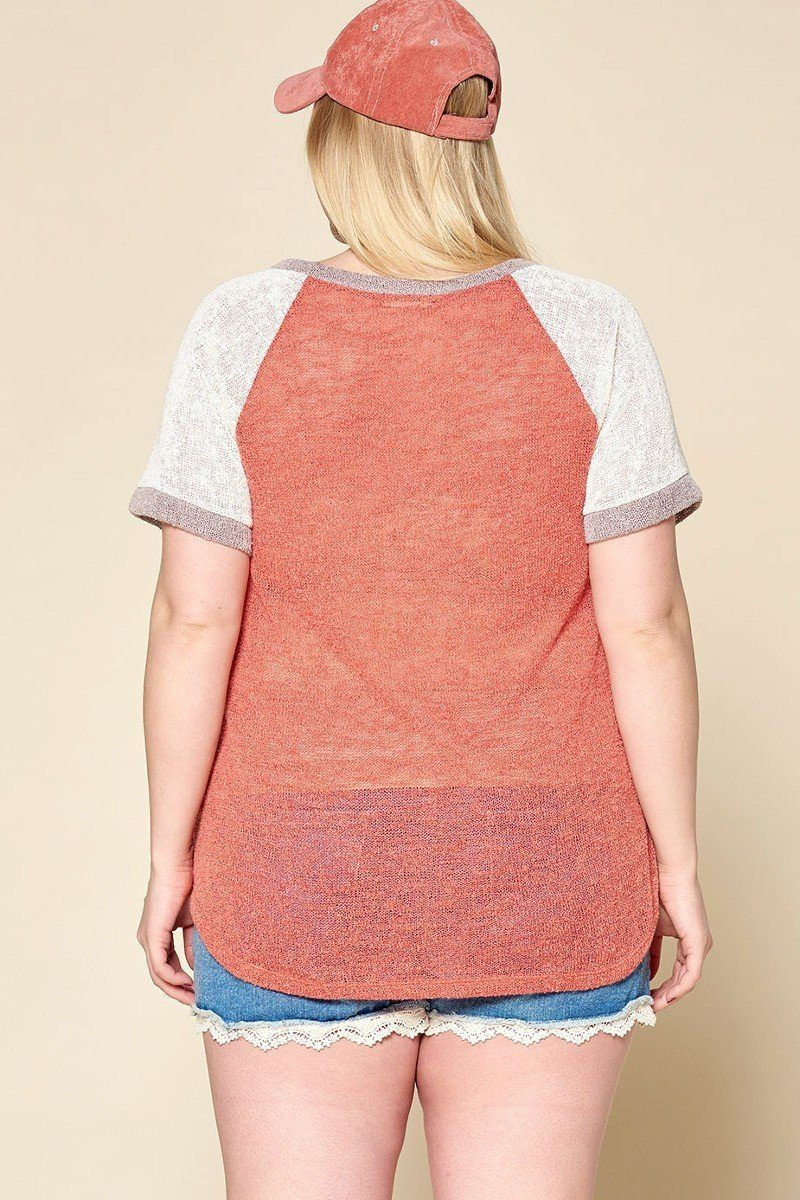 Thumbnail: Color-blocked Sweater Knit Top