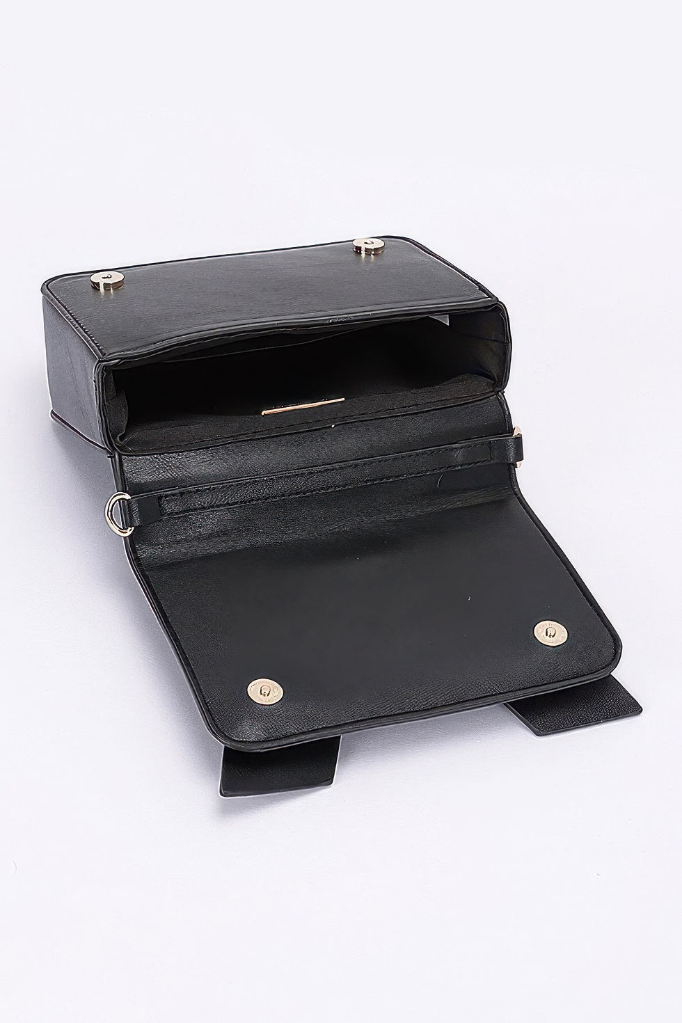 Thumbnail: Faux Leather Ribbon Top Handle Bag