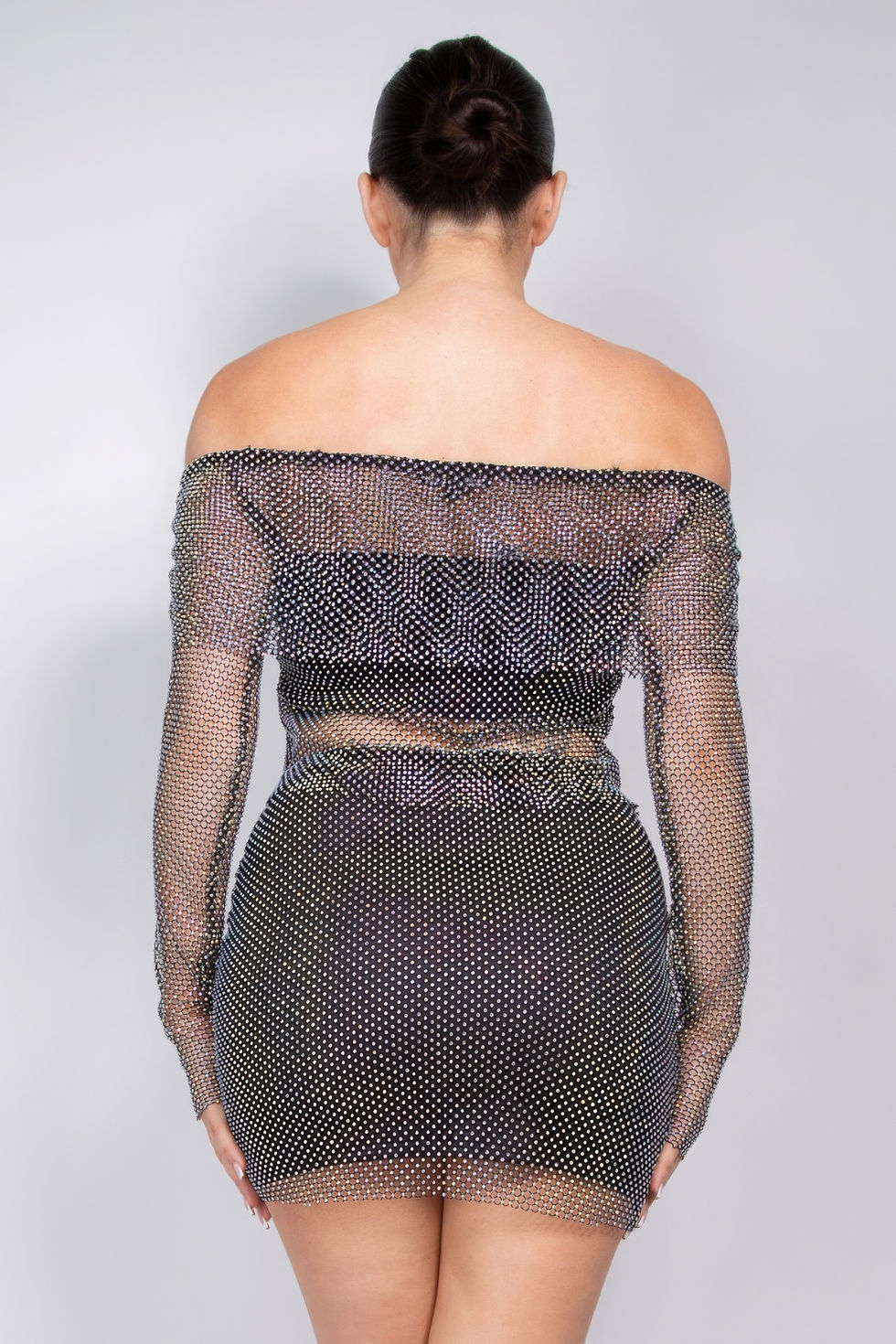Thumbnail: Shirred Off-shoulder Fishnet Top