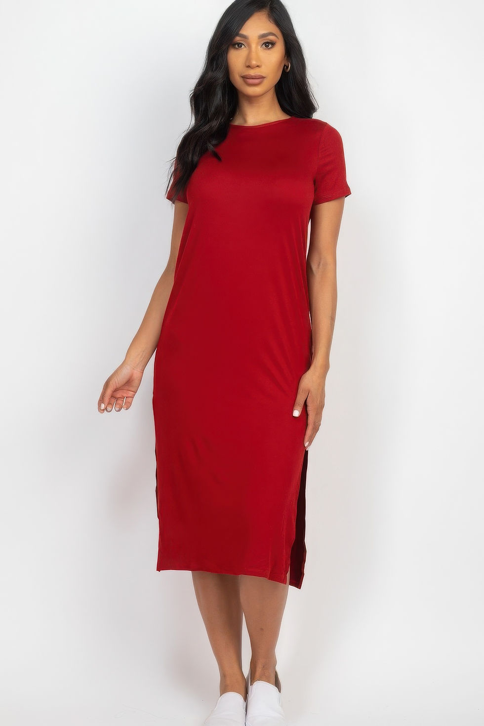 Thumbnail: Side slit comfy midi dress     