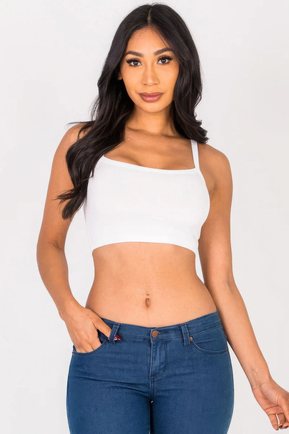 Thumbnail: Ribbed Knit Cami Crop Top