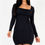 Thumbnail: U-neck long sleeve ruched bodycon mini dress