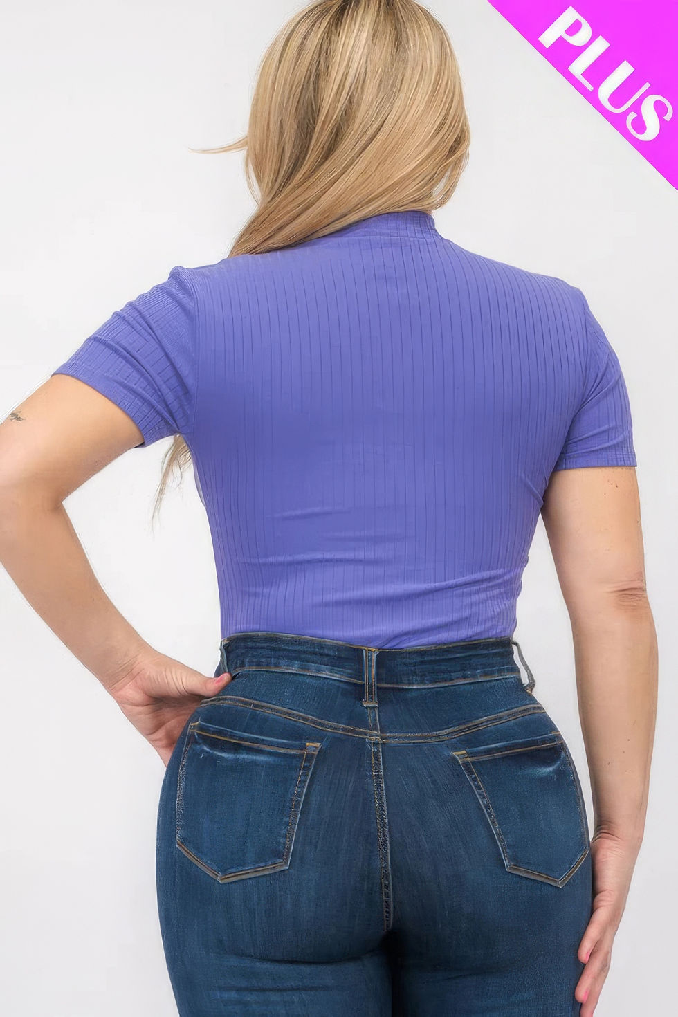 Thumbnail: Plus Size Ribbed Short Sleeve Bodysuit