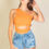 Thumbnail: Ribbed Knit Cut Out One Shoulder Crop Top