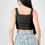 Thumbnail: Crinkle Stretch Knit Sweetheart Hooked Bustier Cropped Top