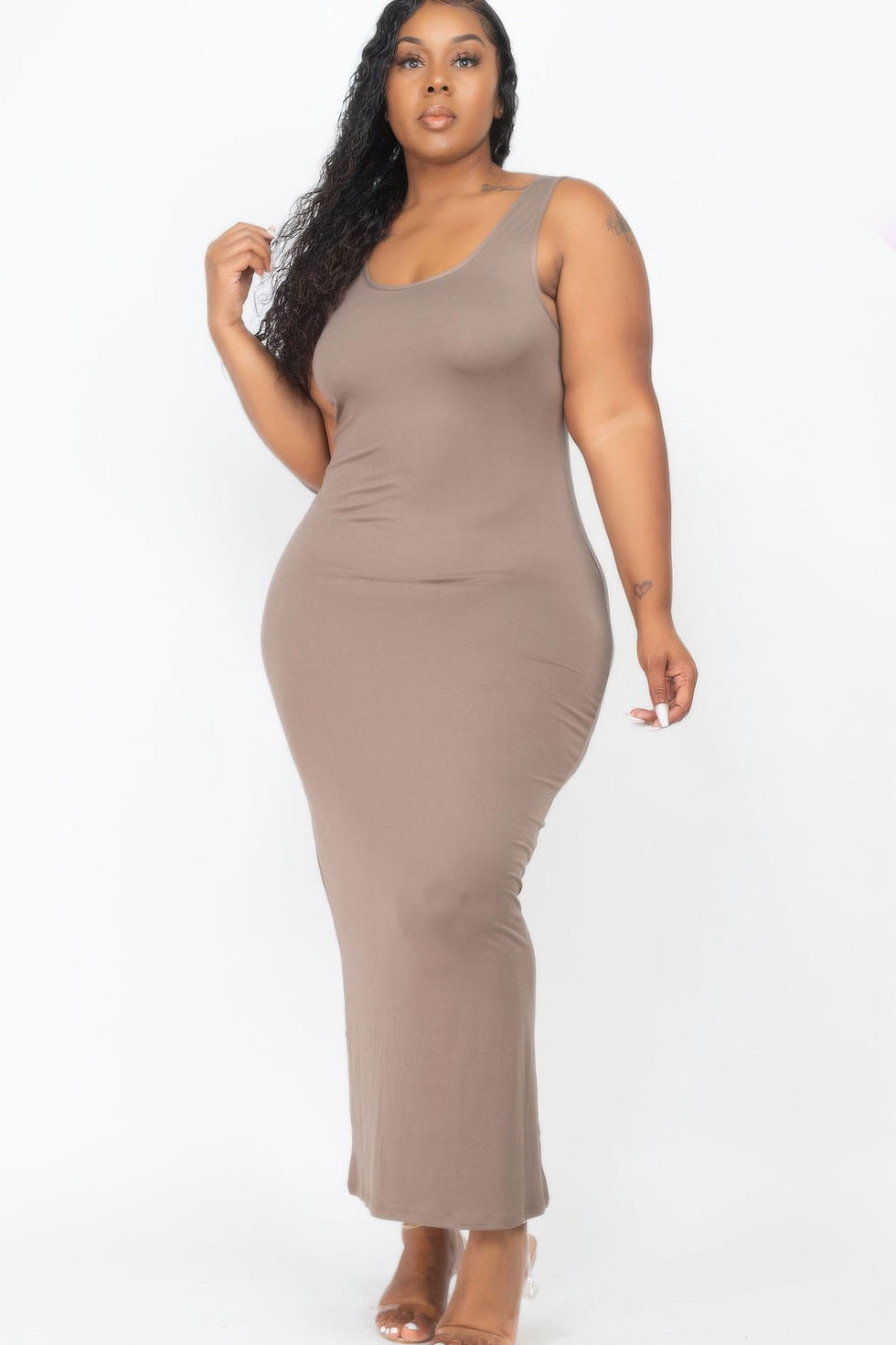 Thumbnail: Plus Size Solid Basic Maxi Dress