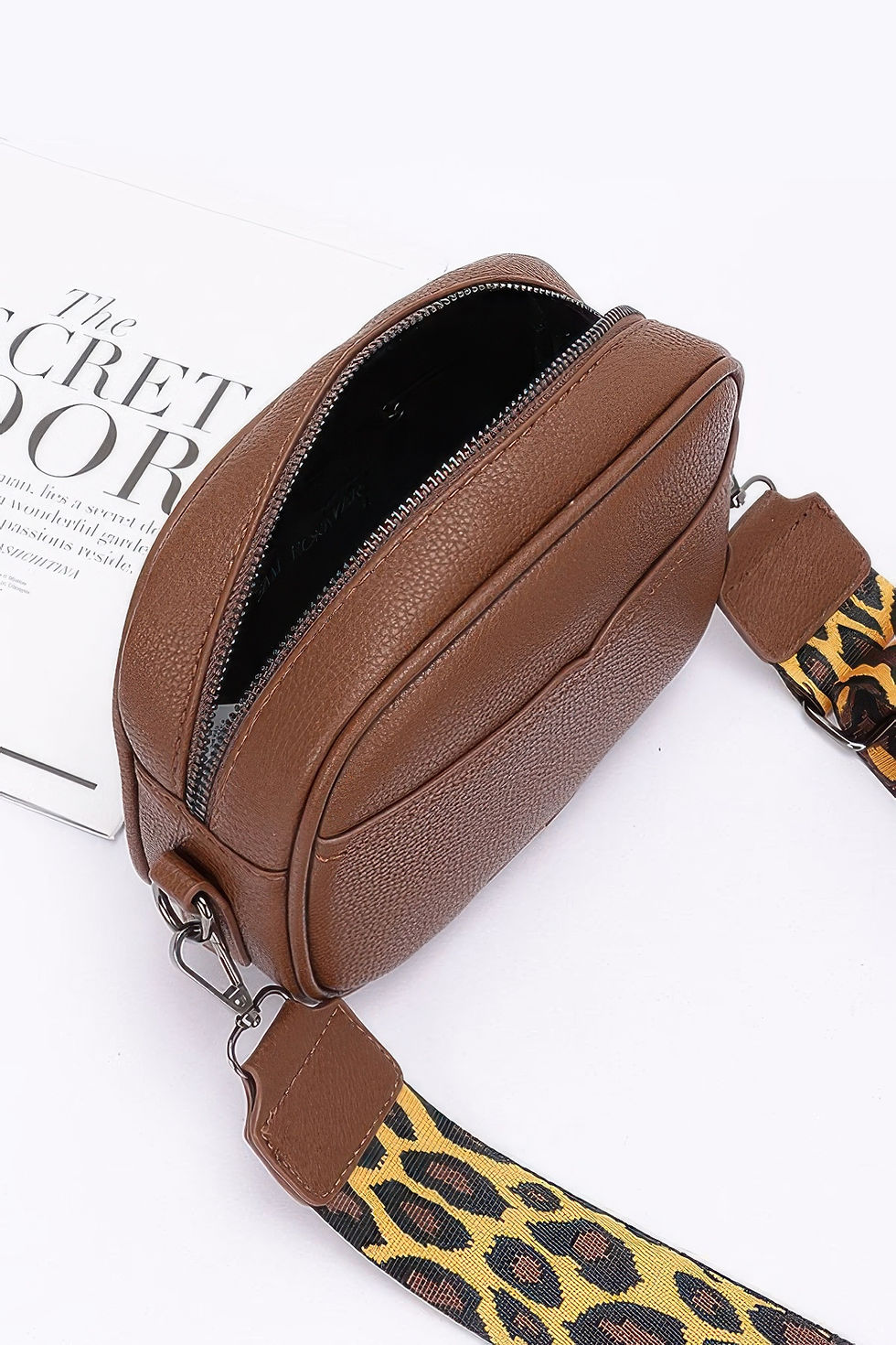 Thumbnail: Faux Leather Camera Bag W/leopard Strap