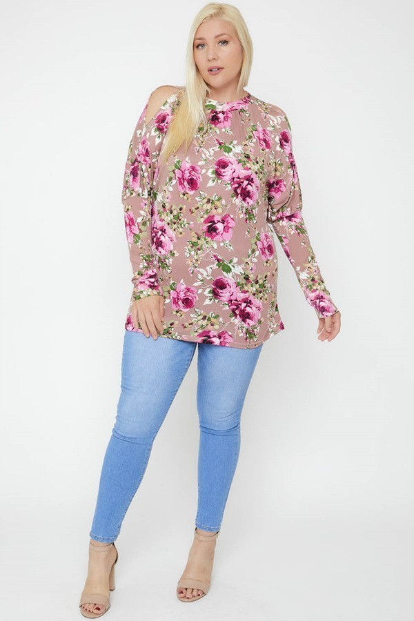 Thumbnail: Flattering Cutout Details Floral Print Top