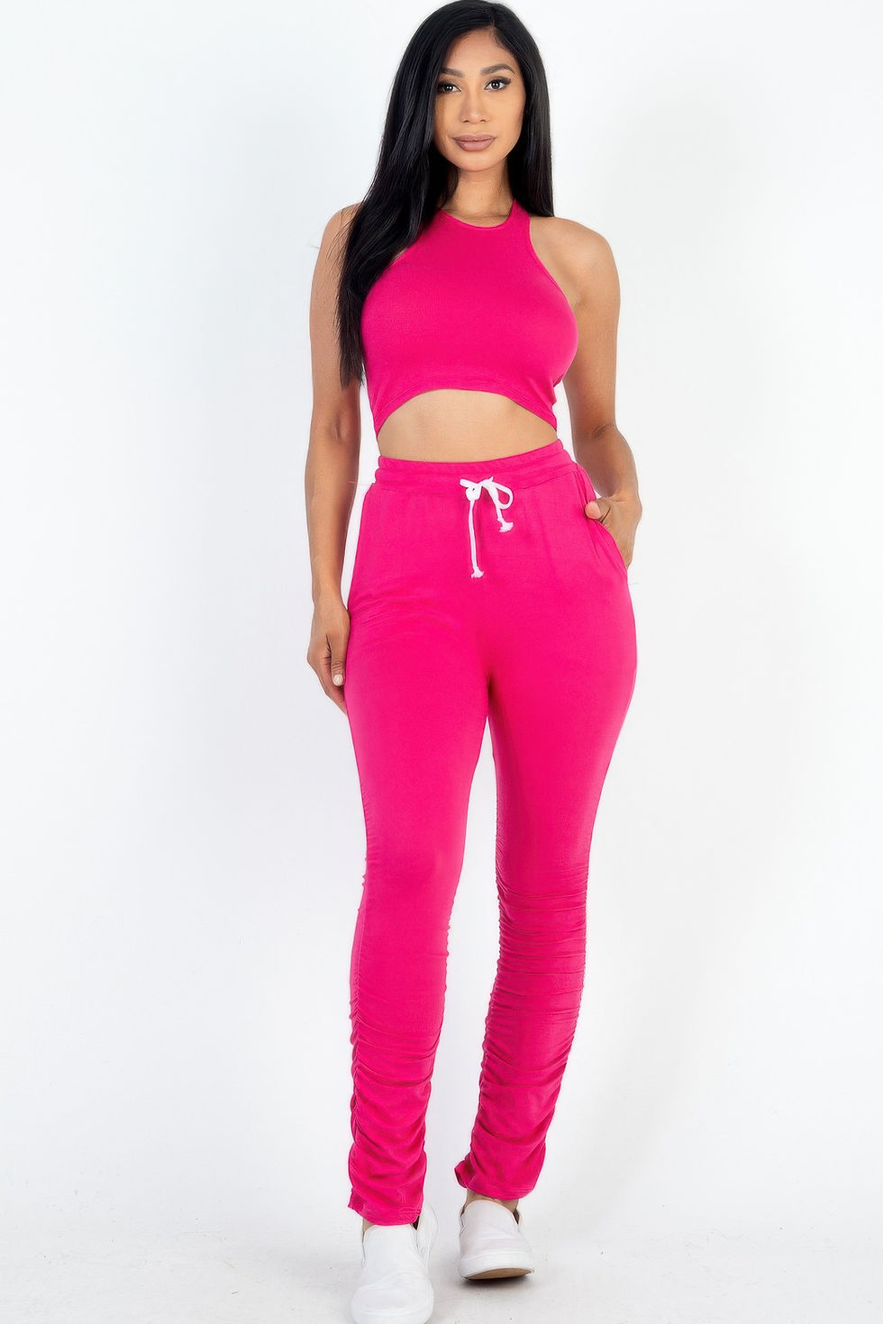 Thumbnail: Crop Tank Top & Ruched Pants Set