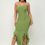 Thumbnail: Solid Bottom Ruffle Trim Hem Slit Tube Maxi Dress