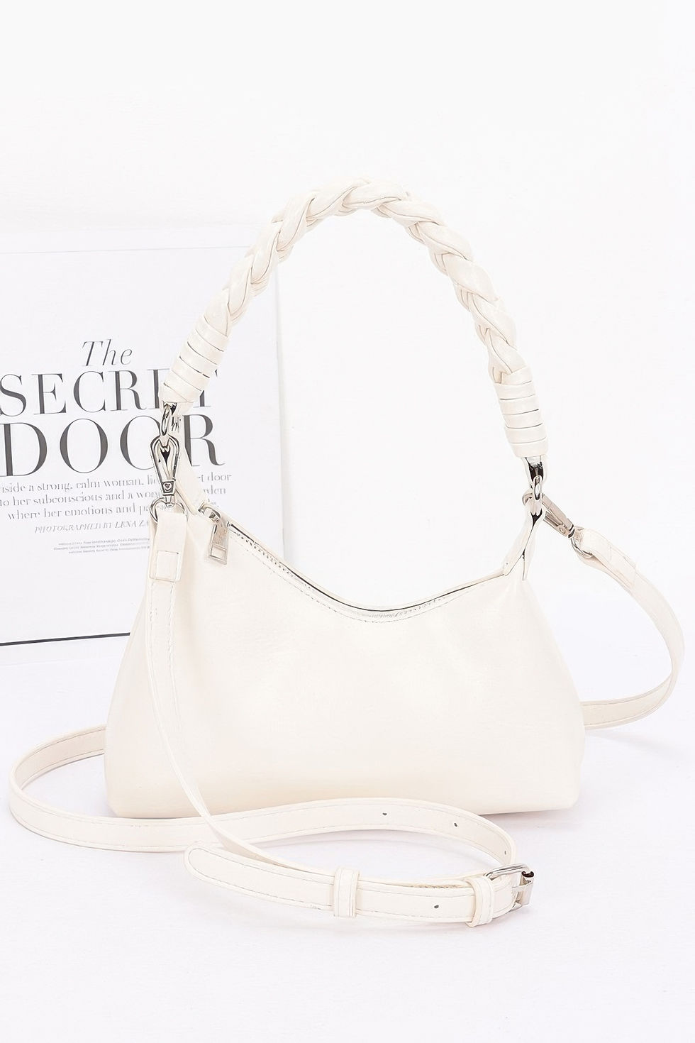 Thumbnail: Faux Leather Braided Strap Shoulder Bag