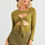 Thumbnail: Green Cut-out Tie Knit Long Sleeve Bodysuit