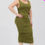 Thumbnail: Plus Size Square Neck Ruched Bodycon Midi Dress