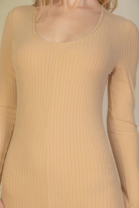 Thumbnail: Ribbed Scoop Neck Long Sleeve Jumpsuit