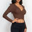Thumbnail: Ribbed Wrap Front Long Sleeve Top