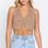 Thumbnail: Halter Ruched Crop Sweater Knit Top   