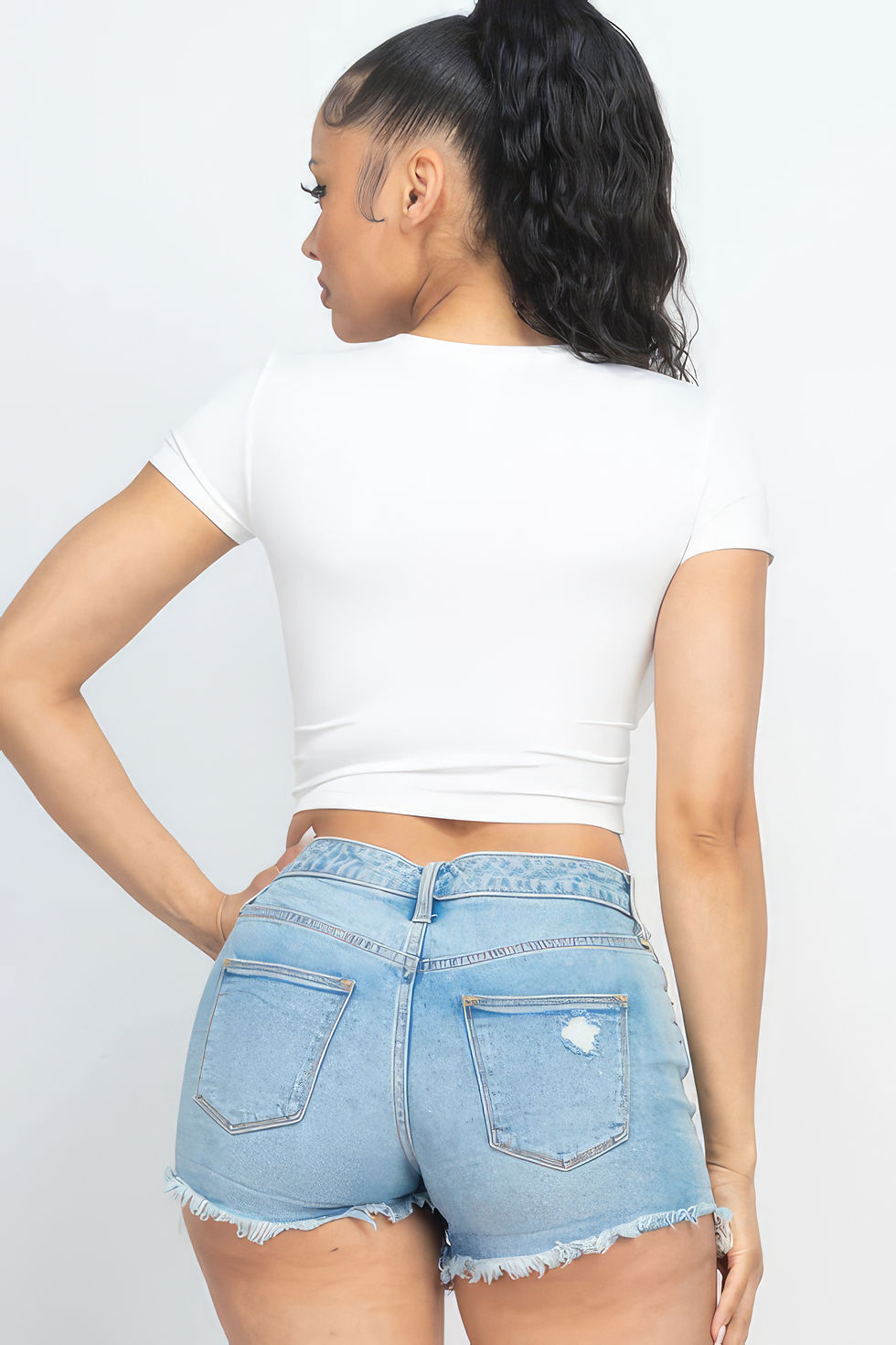 Thumbnail: Short Sleeve Roundneck Crop Top