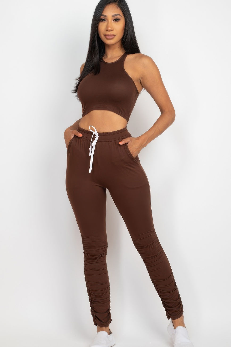 Thumbnail: Crop Tank Top & Ruched Pants Set