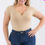 Thumbnail: Plus Size Casual Split Neck Solid Short Sleeve Bodysuit 