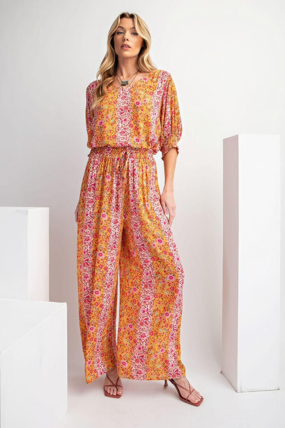 Thumbnail: Floral Print Gauze Palazzo Pants