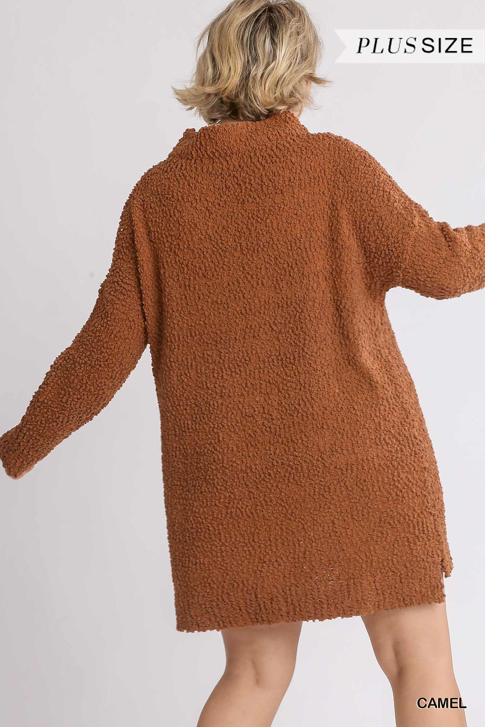 Thumbnail: High Cowl Neck BouclÃ© Long Sleeve Sweater Dress