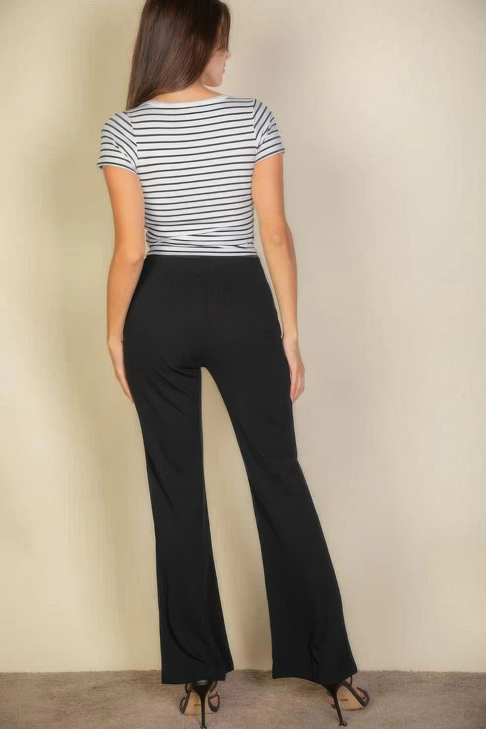 Thumbnail: High Waist Stretch Crepe Flare Pants    