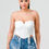 Thumbnail: Luxe sweetheart ruffled drawstring lace bustier top