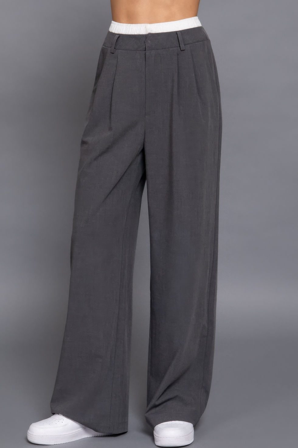 Thumbnail: Contrast Waist Boxer Straight Long Pants     