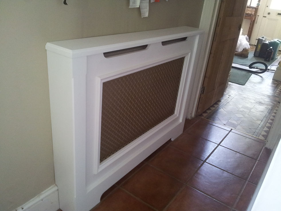 Narrow hallway radiator cover.