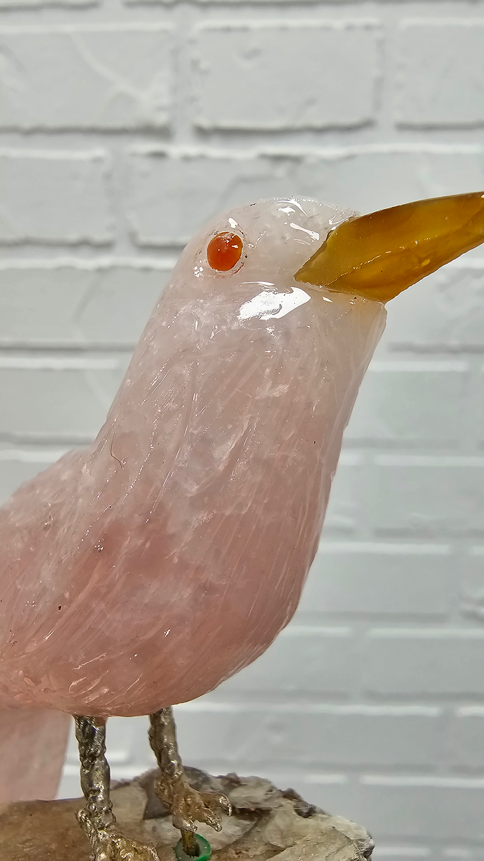 Miniatura: Sabiá em quartzo rosa 