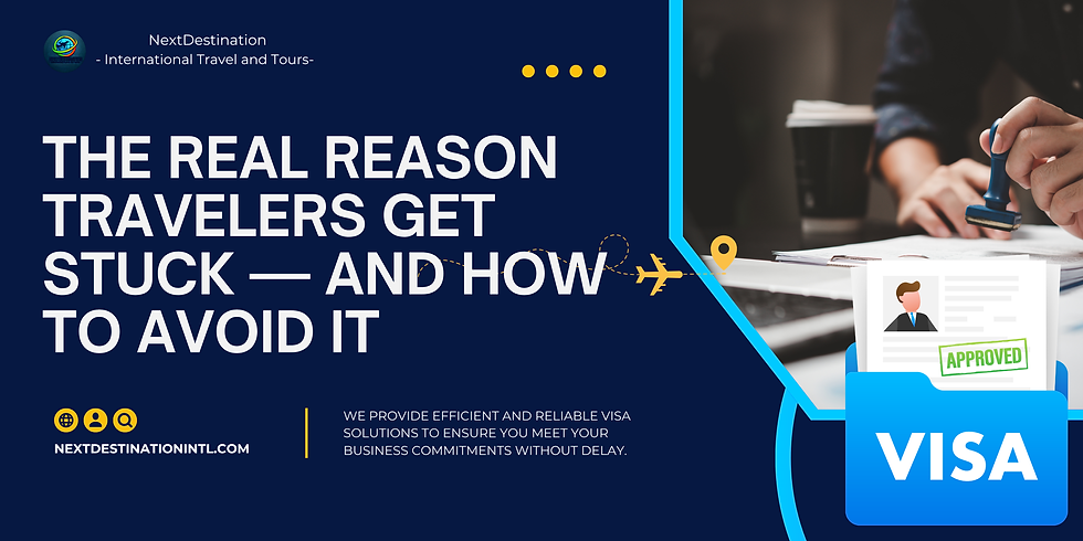 One of the biggest roadblocks for travelers isn’t the budget — it’s the visa. Many amazing trips get delayed, denied, or canceled simply because travelers don’t understand the requirements. At NextDestinationTravel International Travel and Tours, we’ve helped hundreds of clients successfully get their visas approved — with less stress, less confusion, and better chances.