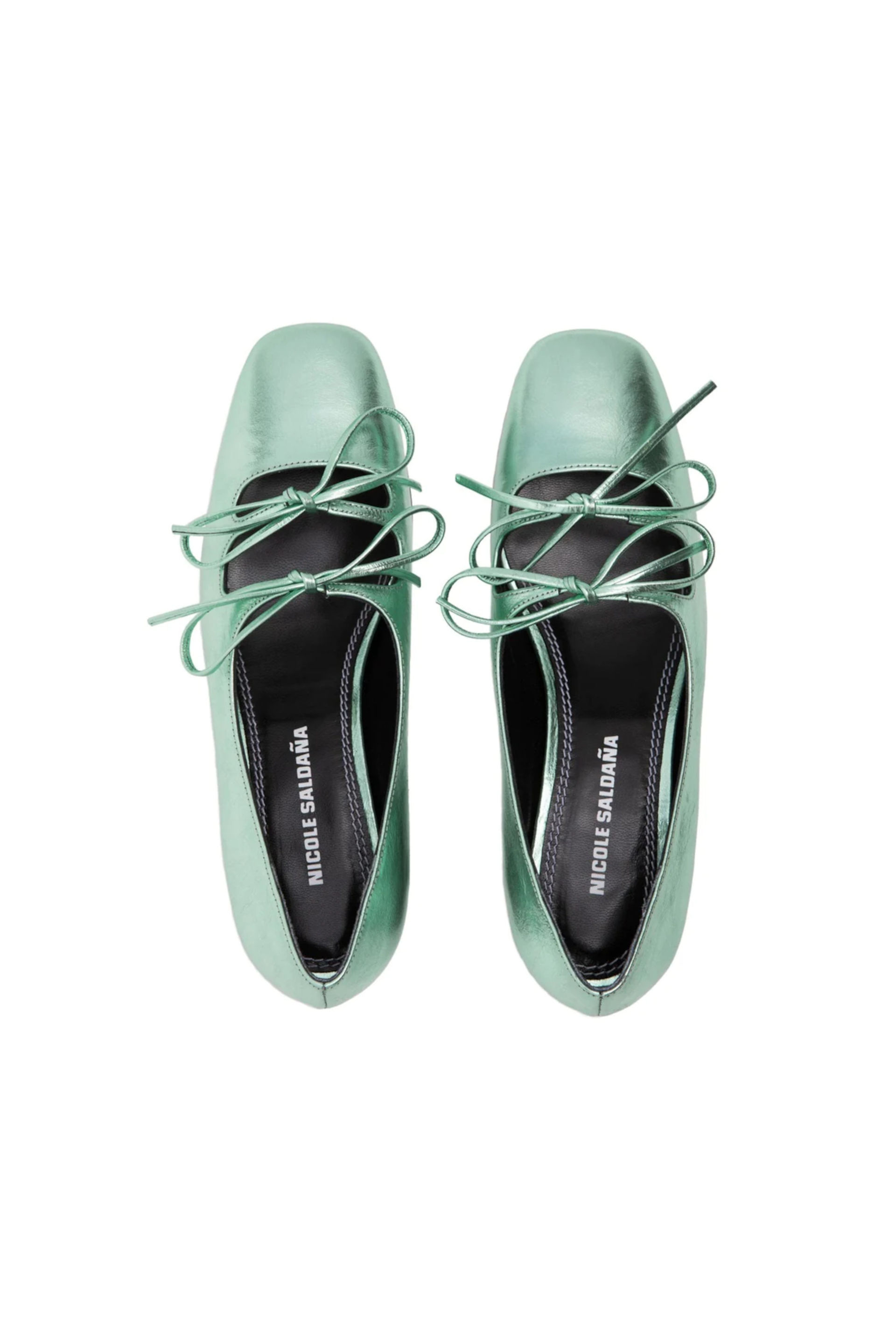ballerines avec noeuds vert métallisé Nicole Saldana