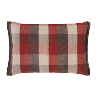 coussin à carreaux gris rouge et blanc