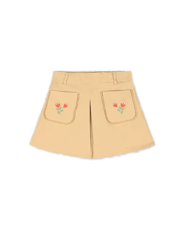 jupe fillette jaune brodée de fleurs Monoprix kids