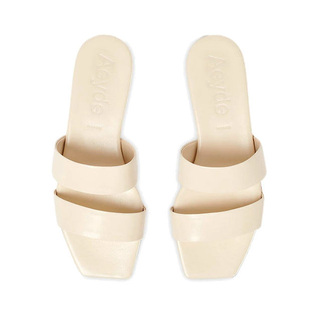 mules plates à deux brides crèmes