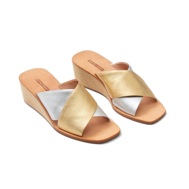 mules compensées métalisées Rachel Comey