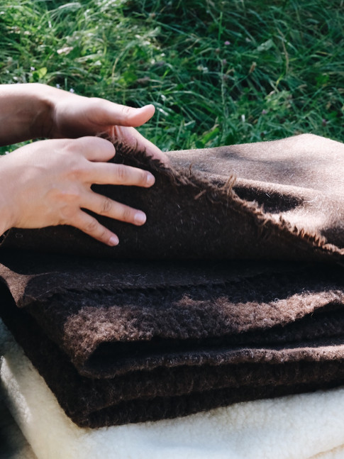 plaid en laine marron Piloow