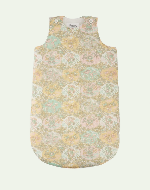 trubulette en tissu imprimée liberty jaune bleu et rose pastel