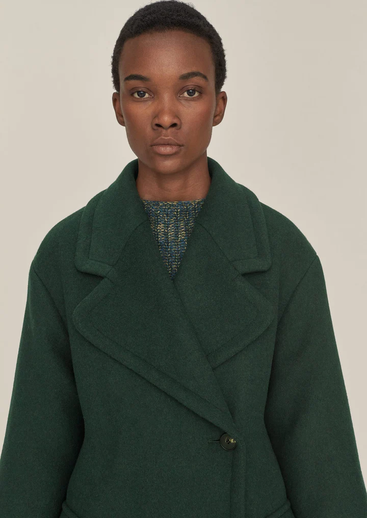 long manteau vert en laine Toast