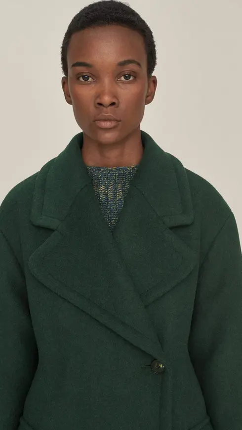 long manteau vert en laine Toast