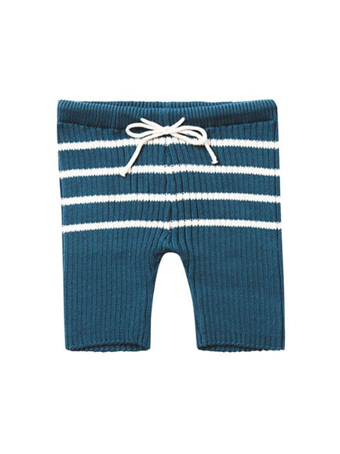 short bébé en tricot rayé bleu