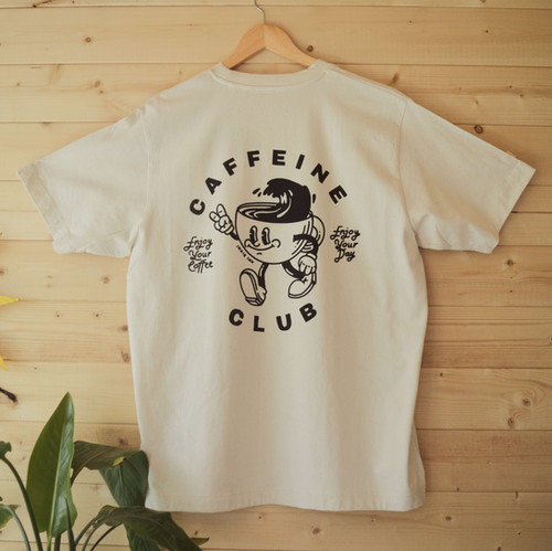 Caffeine Club T-Shirt - Handmade Screen-Printed Coffee Lover