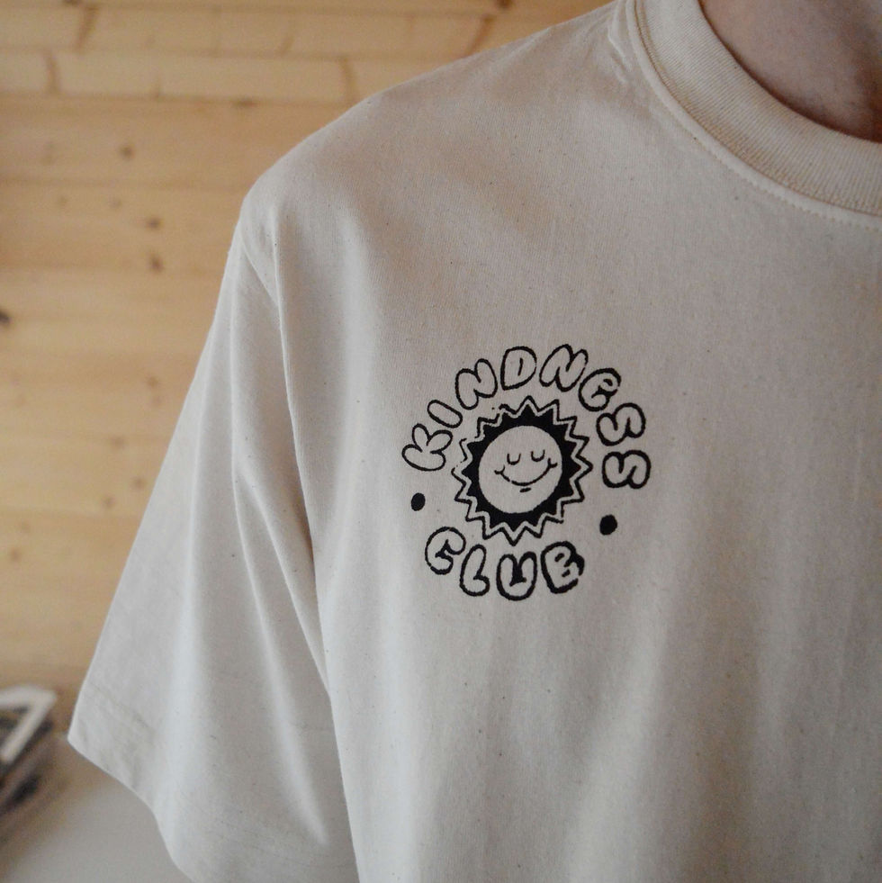 Thumbnail: Off-white boxy fit t-shirt with a graphic design 'Kindness Club'