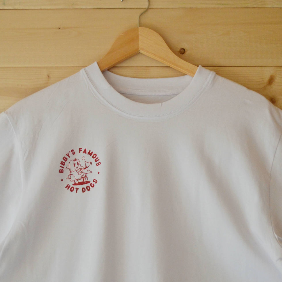 Thumbnail: High quality white graphic tee with red hot dog design