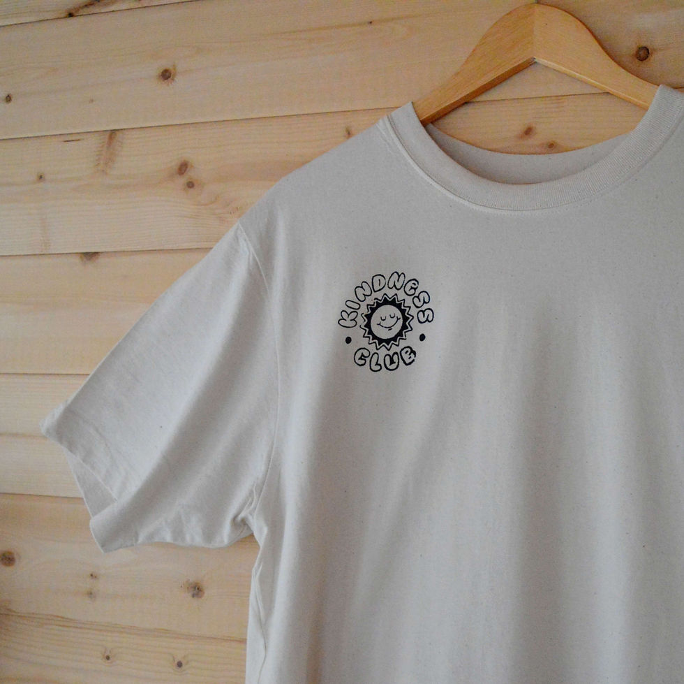 Thumbnail: Off-white boxy fit t-shirt with a graphic design 'Kindness Club'