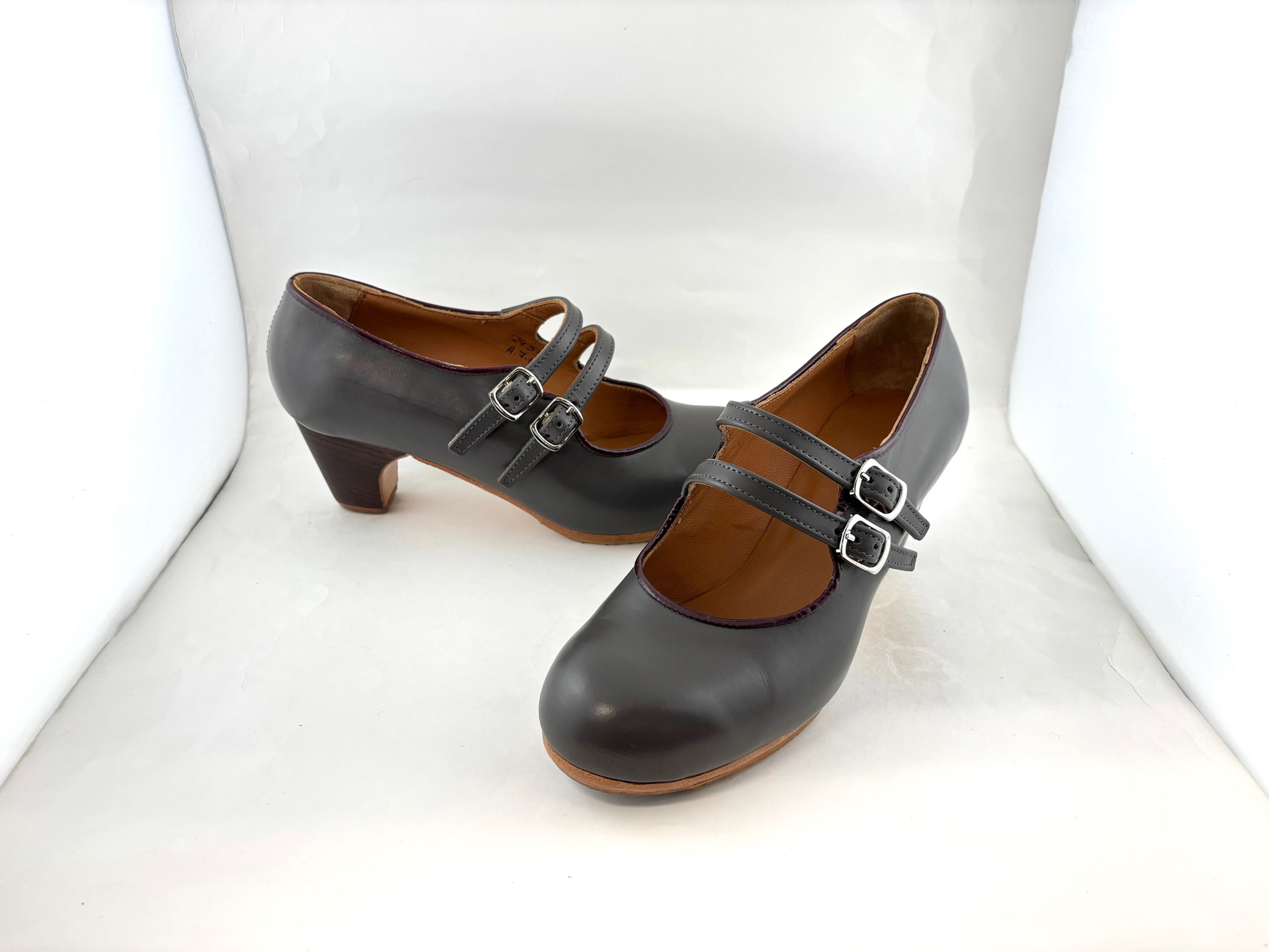 36.0　太幅　マヌエラ　表革　グレー　クラシコ　5cm　木目　Y9109