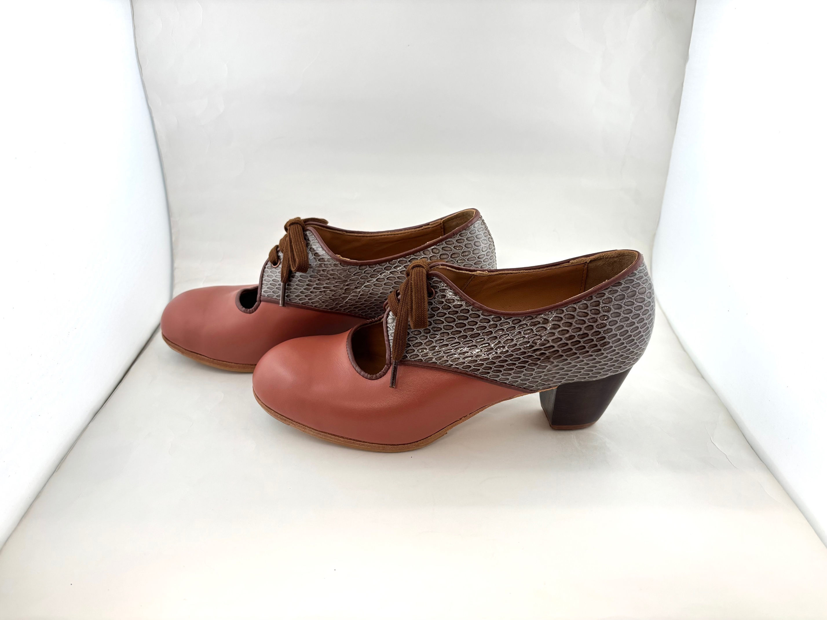 37.5　太幅　カルメラ　表革＆パイソン　茶　クバーノ　5cm　木目　Y9158